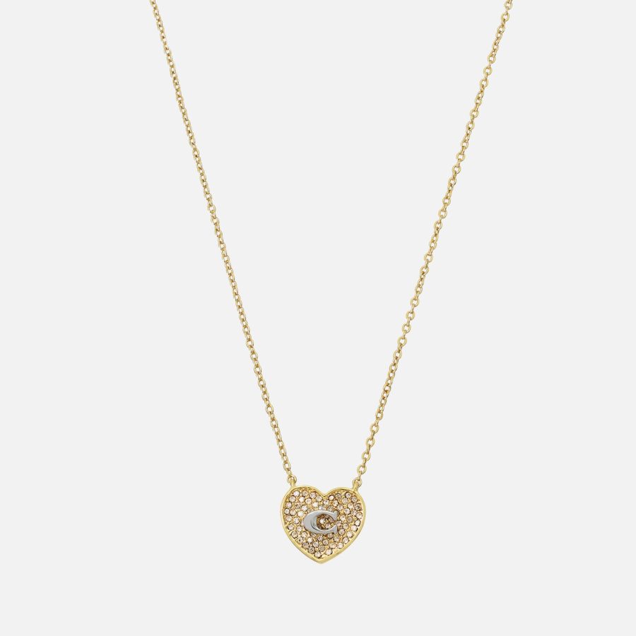 Coach C Heart Crystal and Gold-Tone Necklace