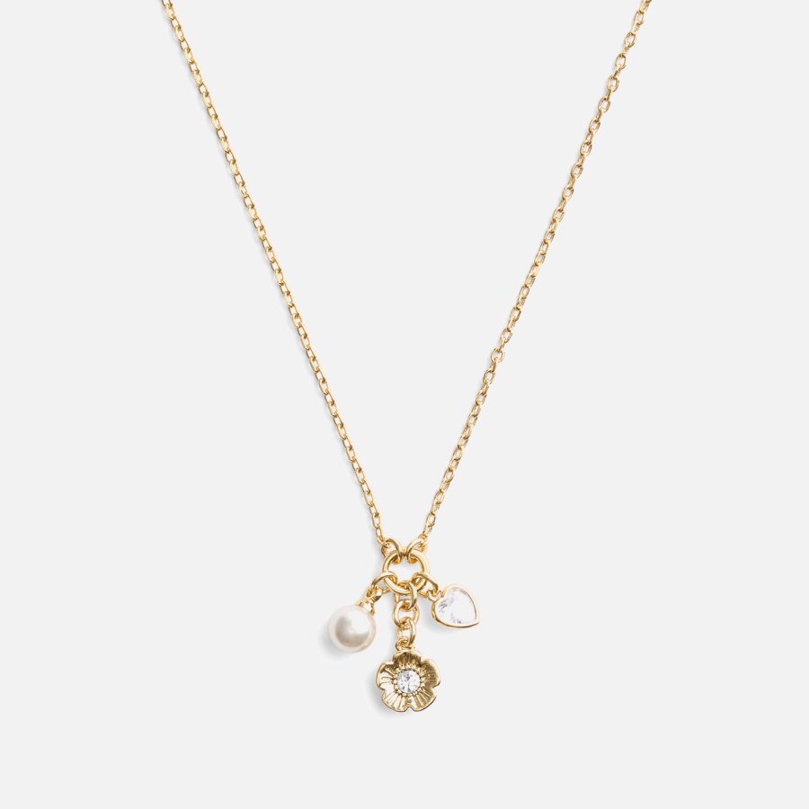 Coach Cluster Gold-Tone Charm Necklace