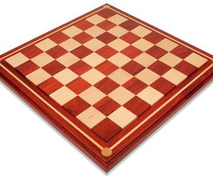 Colombian Knight Staunton Chess Set Padauk & Boxwood Pieces with Padauk Mission Craft Chess Board - 4.6 King