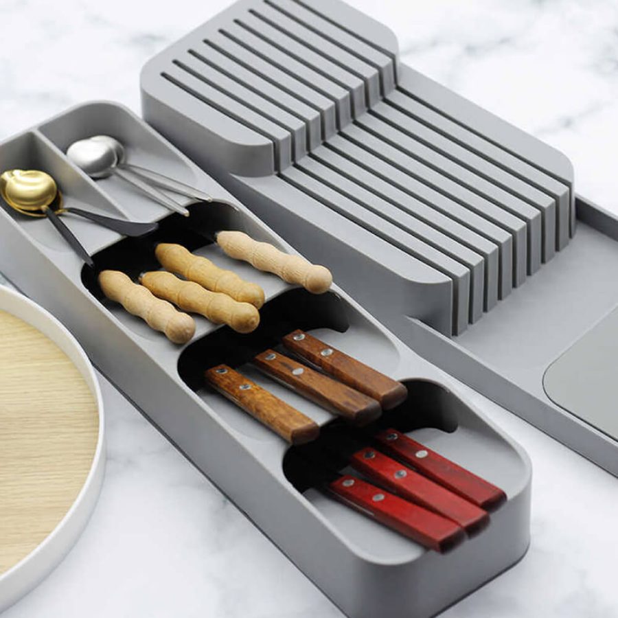 Compact Cutlery Organizer Kitchen Drawer Tray