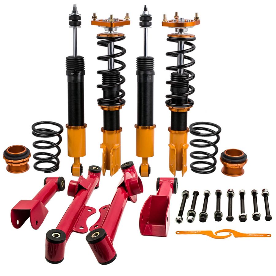 Compatible for FORD Mustang Base SN95 1994-2004 Adj. Height and Mounts / Rear Control Arm Coilover Kits lowering kit