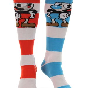 Cuphead and Mugman Striped Knee High Socks