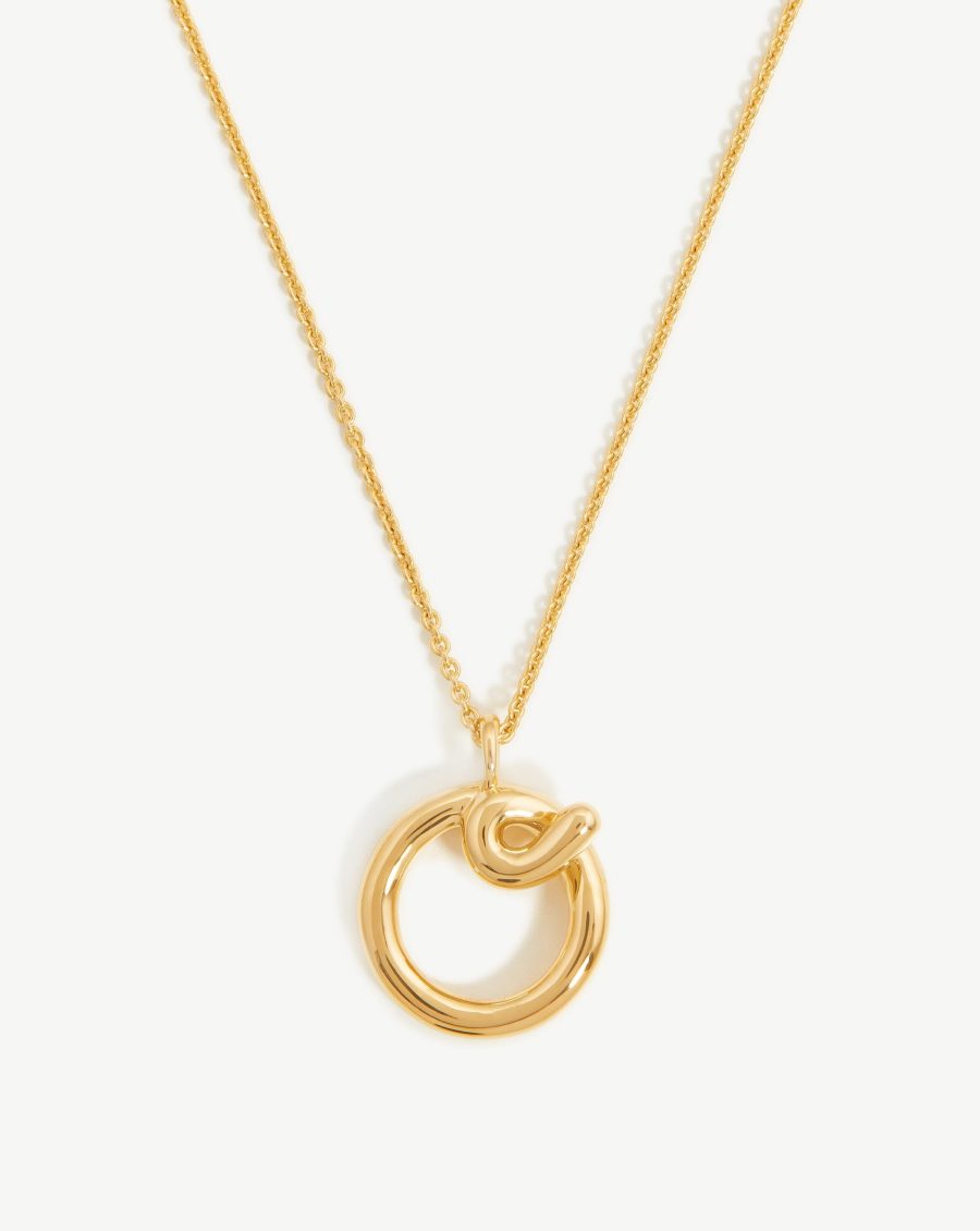 Curly Molten Initial Pendant Necklace - Initial O | 18k Gold Vermeil