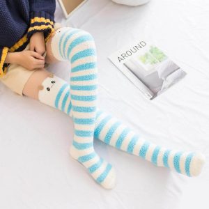 Cute & Comfy Striped Animal Thigh High Socks