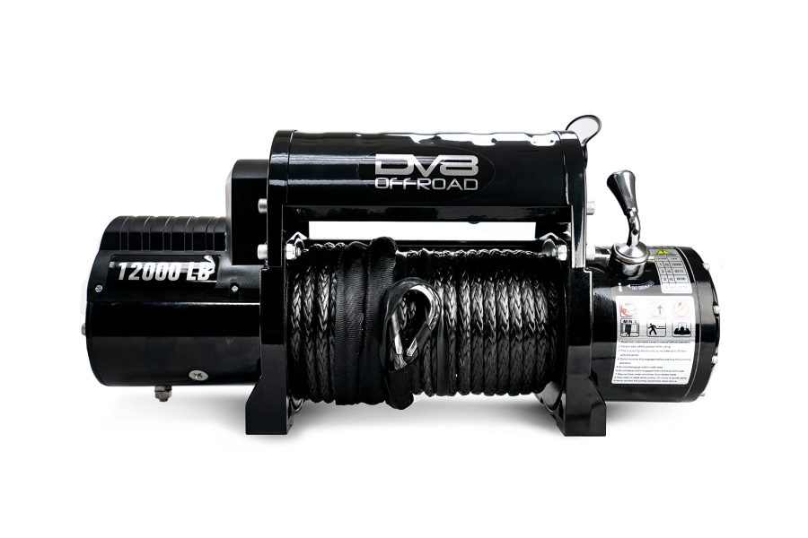 DV8 WB12SR Recovery Winch | Synthetic Rope with Hawse Fairlead | 12,000 Line Pull Rating | 6.0HP Motor | 3-Stage Planetary Gears in 265:1 Ratio | Dual Remotes Included