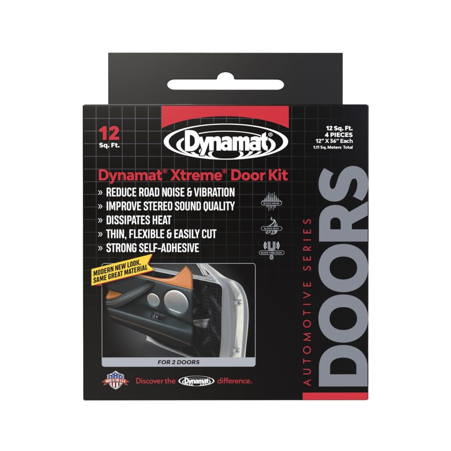 DYNAMAT 10435 ï"¿ï"¿Xtreme Sound Deadening Car Insulation Door Kit - Pre Cut Noise Dampening Kit for 2 Standard Car Doors - Easy Self Adhesive Install - 4 Sheets 12 INCHx36 INCHEach, 12 sq ft total