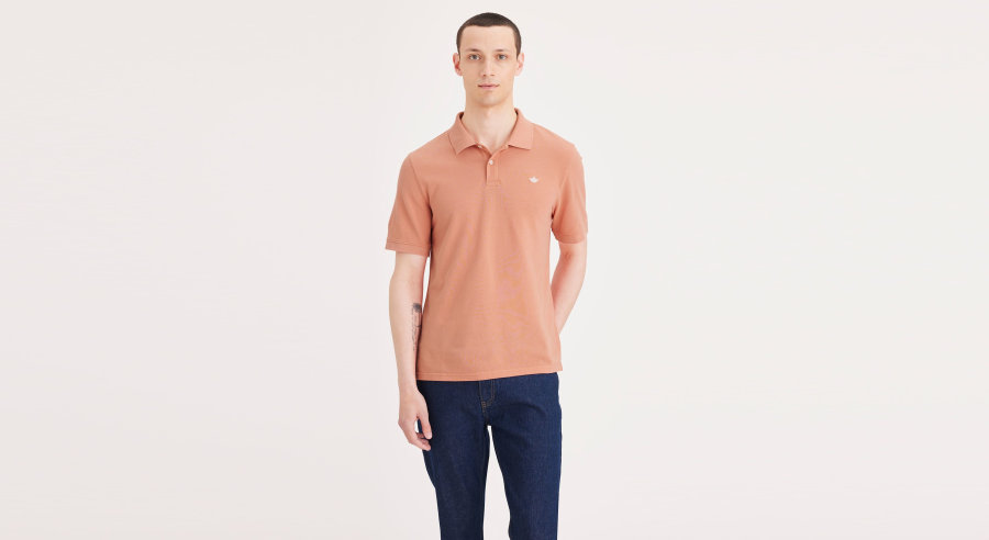 Dockers Rib Collar Polo, Slim Fit, Men's, Pink L