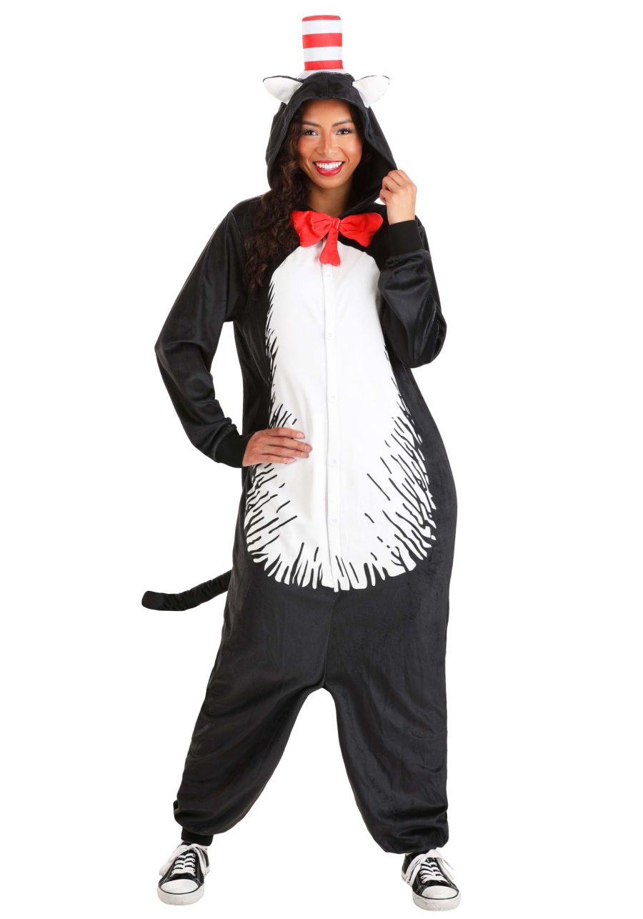 Dr. Seuss Cat in the Hat Costume Onesie for Adults