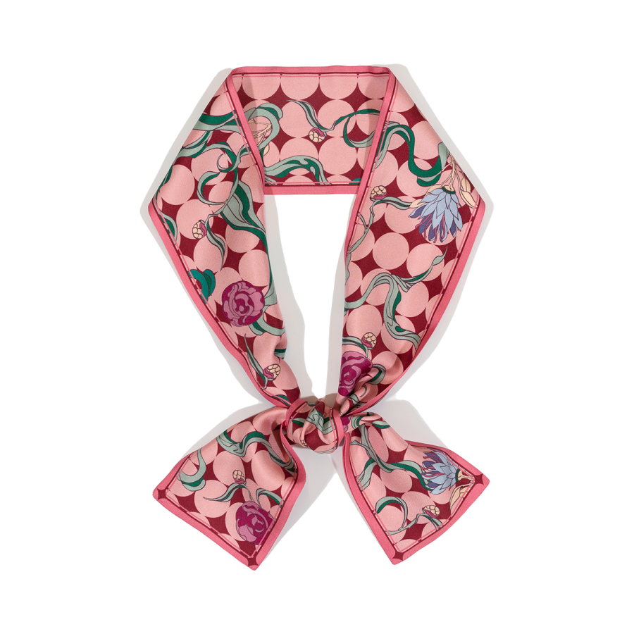 "Dream" Silk Twilly Neck Bow - Sakura Pink