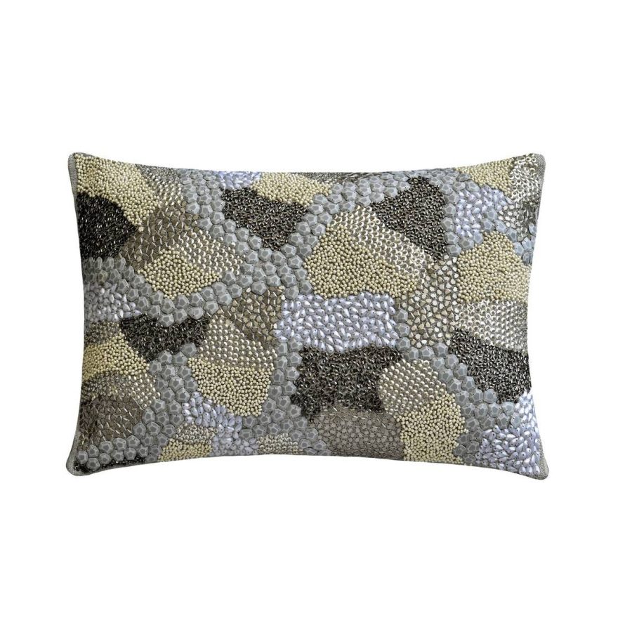 Dreamscape - Grey Silk Lumbar Pillow Cover