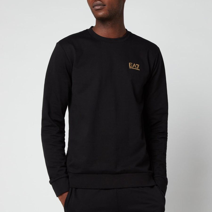 EA7 Men's Core ID Crewneck Sweatshirt - Black/Gold - S