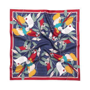 "El Amor" Silk Bandana - Tropical Red & Blue