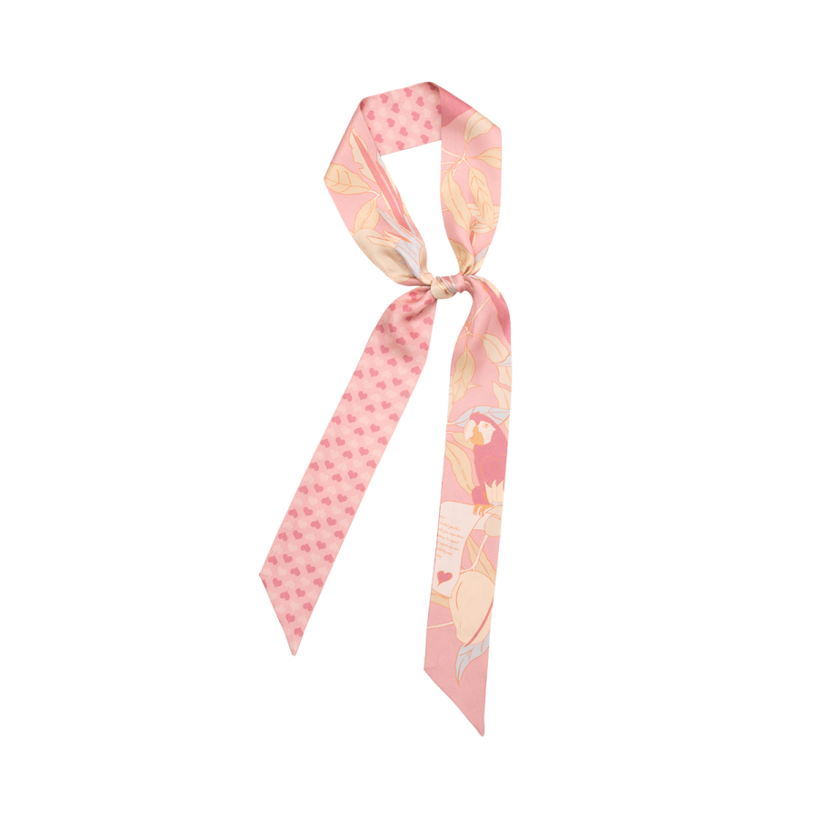 "El Amor" Silk Twilly Neck Bow - Pink