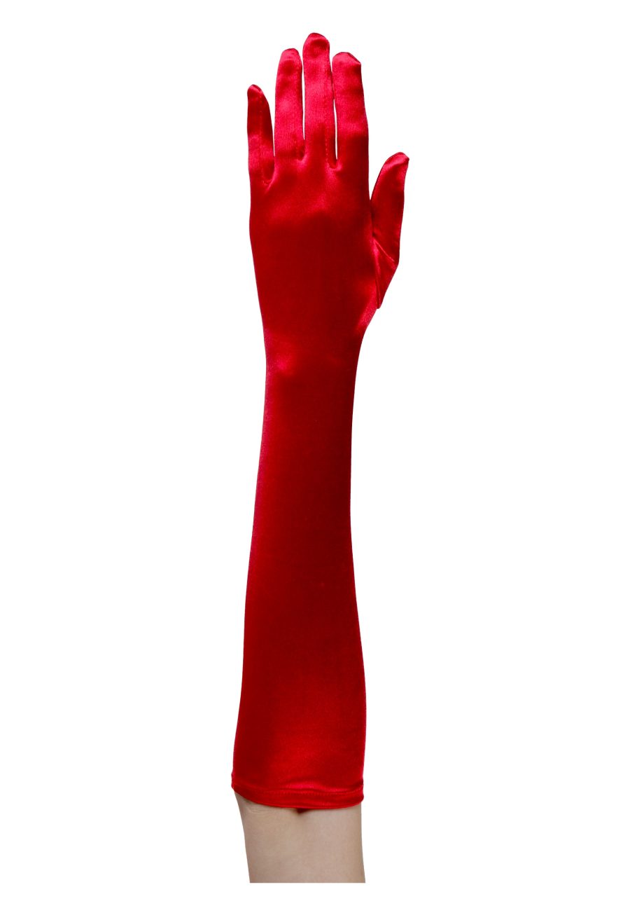 Elbow Length Red Gloves for Women