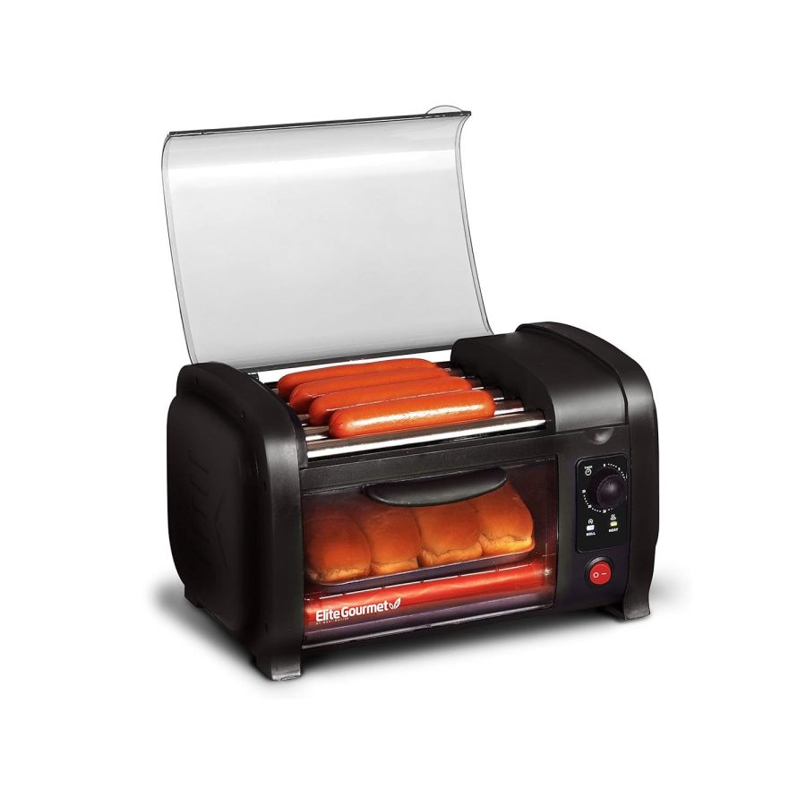 Elite Cuisine Ehd-051B Hot Dog Toaster Oven, 30-Min Timer, Stainless Steel Heat