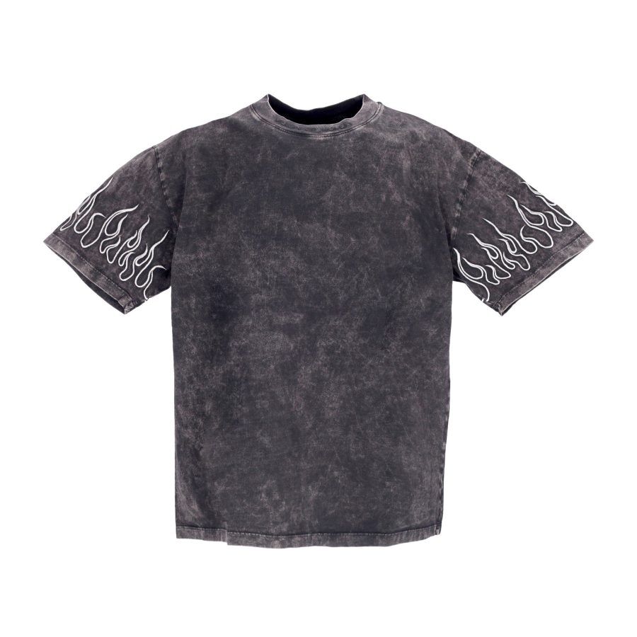 Embroidered Flames Tee Men's T-Shirt Grey/white