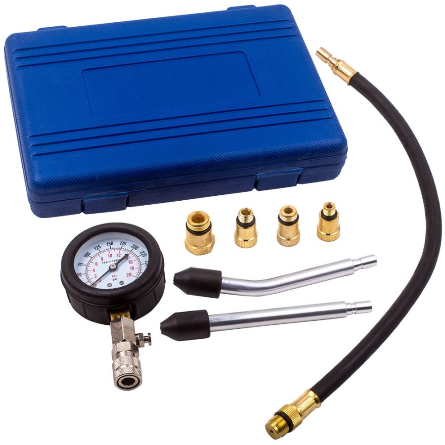 Engine Cylinder Compression Pressure Tester Gauge Test Kit Long Pipe