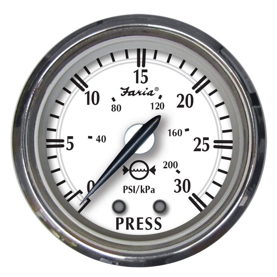 FARIA 25008 NEWPORT SS 2 INCH WATER PRESSURE GAUGE KIT - 0 TO 30 PSI