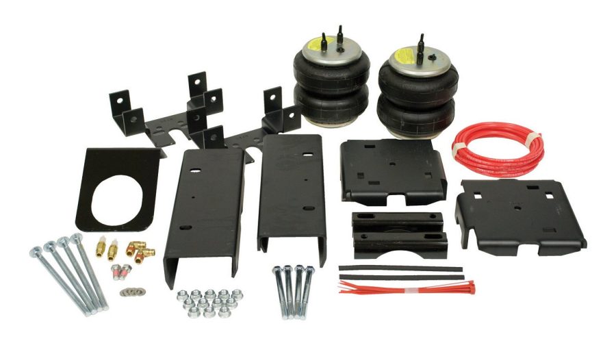 FIRESTONE 2025 Helper Spring Kit; Ride-Rite; Air Spring; Frame Mount; 3200 to 5000 Pound Leveling Capacity; Adjustable from 5 to 100 PSI; Rubber; Includes Air Springs/Brackets/Air Line/Hardware; Air Compressor Sold Separately