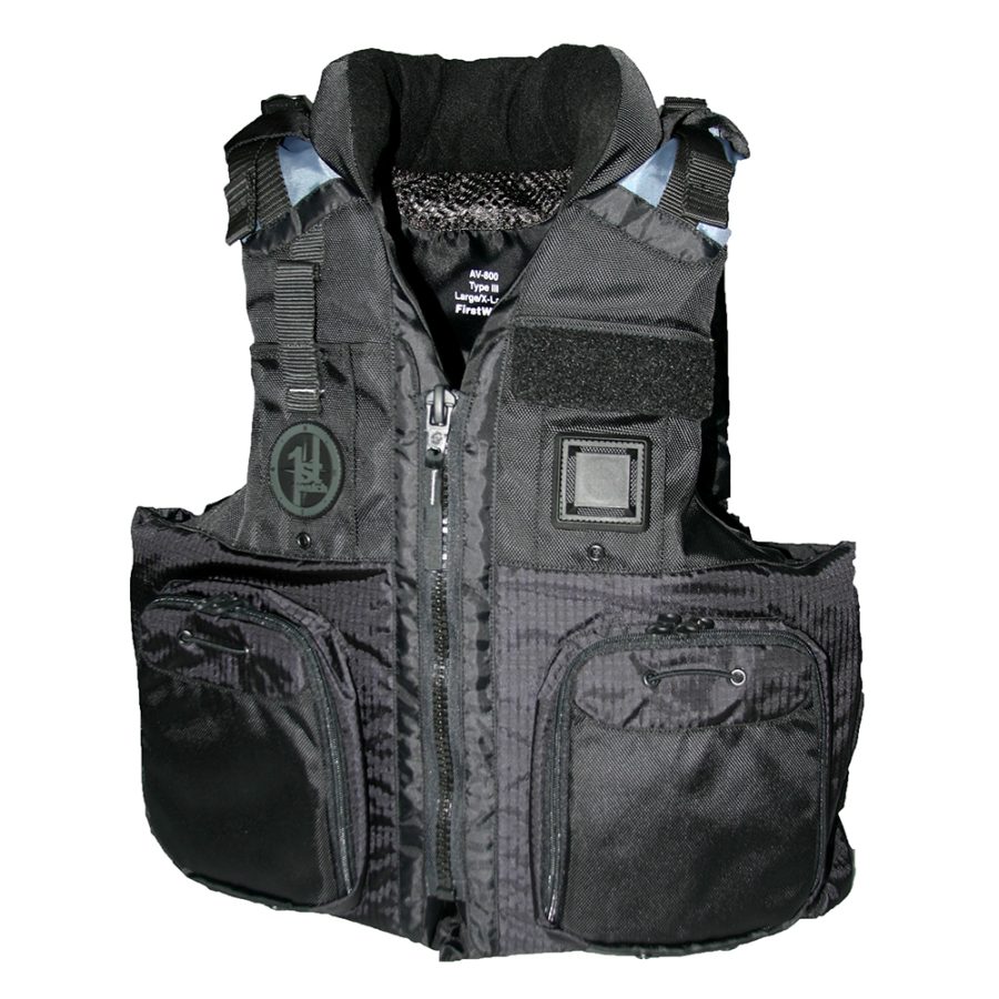 FIRST WATCH AV-800-BK-S/M AV-800 FOUR POCKET FLOTATION VEST - BLACK - SMALL TO MEDIUM