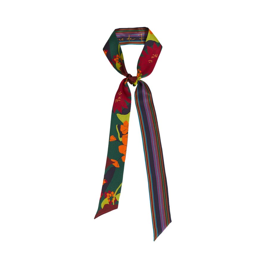 FRIDA x LOST PATTERN "Frida's Garden" Silk Skinny Scarf - Purple