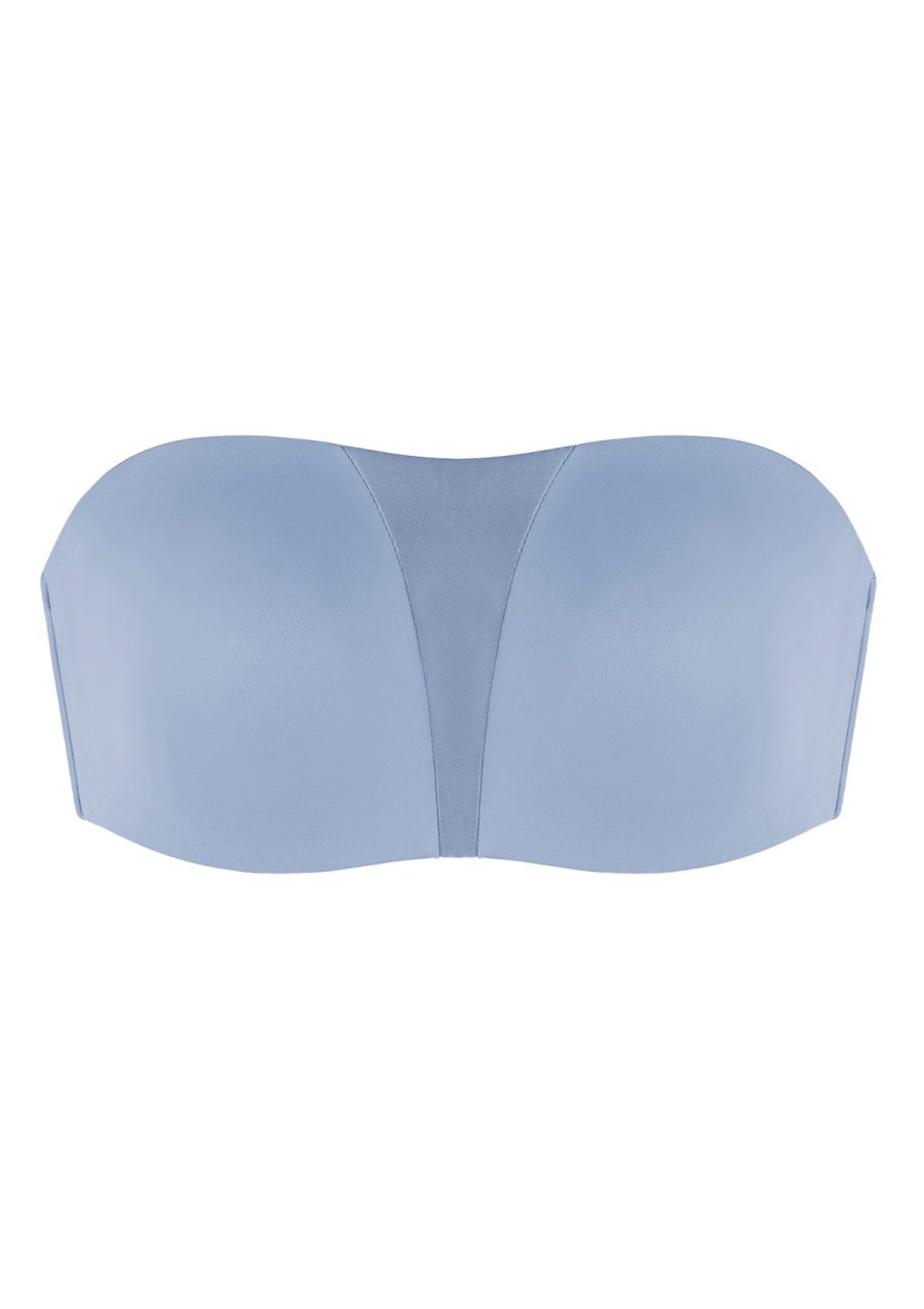 Fiery Unlined Seamless Comfort Underwire Plus Size Bandeau Strapless Bra - Powder Blue / 38 / G