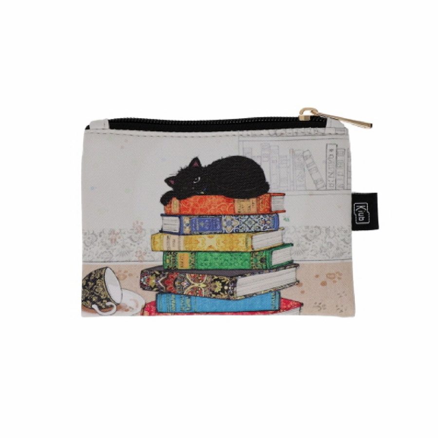 Flat purse pu kitten books Kiub Bug Art