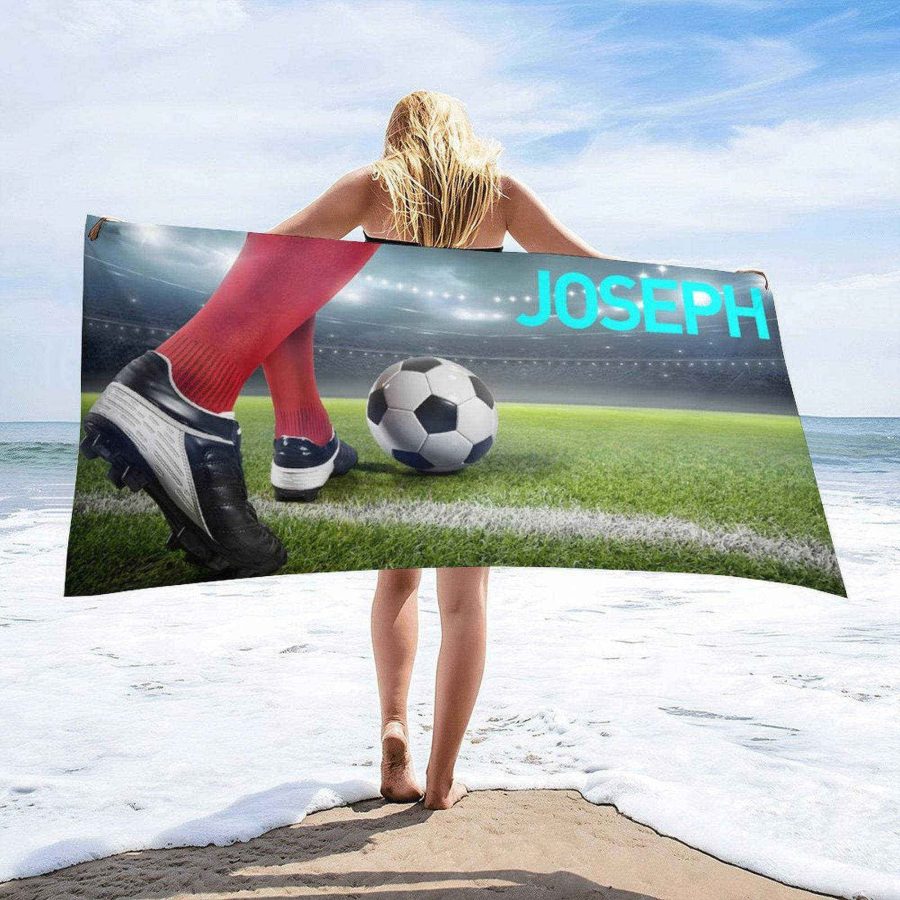 Football Arena Theme Boy Gift Custom Beach Towel - Aperturee