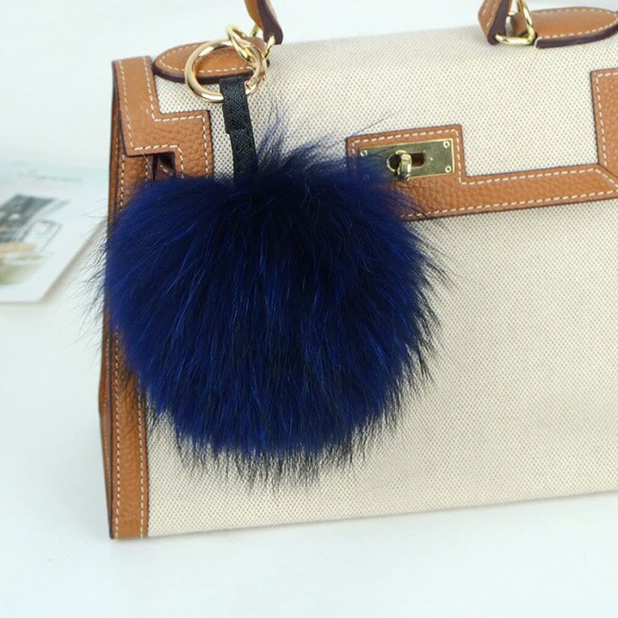 Fur Charm Puff Ball Purse Keychain