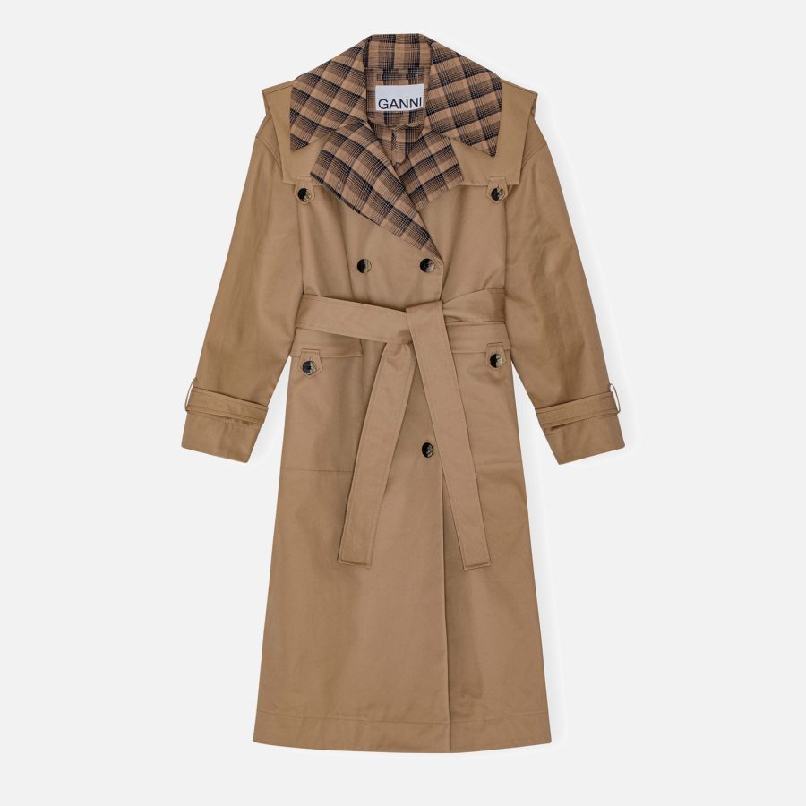 Ganni Bonded Cotton Oversized Trench Coat - XXS/XS