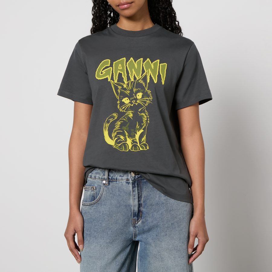 Ganni Kitty Relaxed Cotton-Jersey T-Shirt - XXS