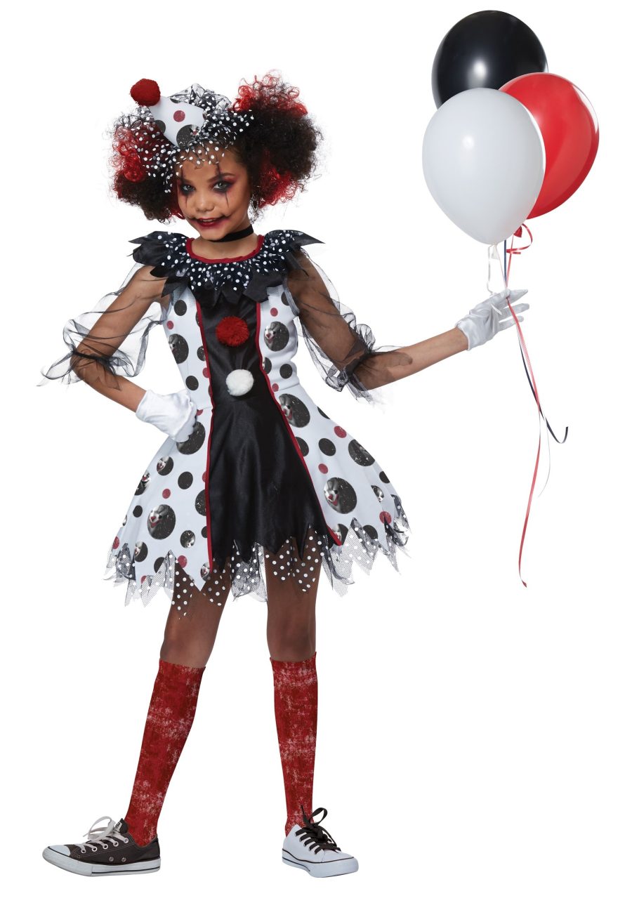 Girl's Creepy Clown Costume