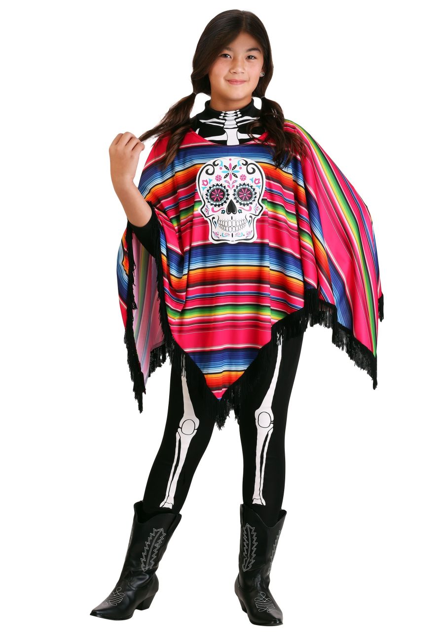 Girl's Day of the Dead Poncho Costume