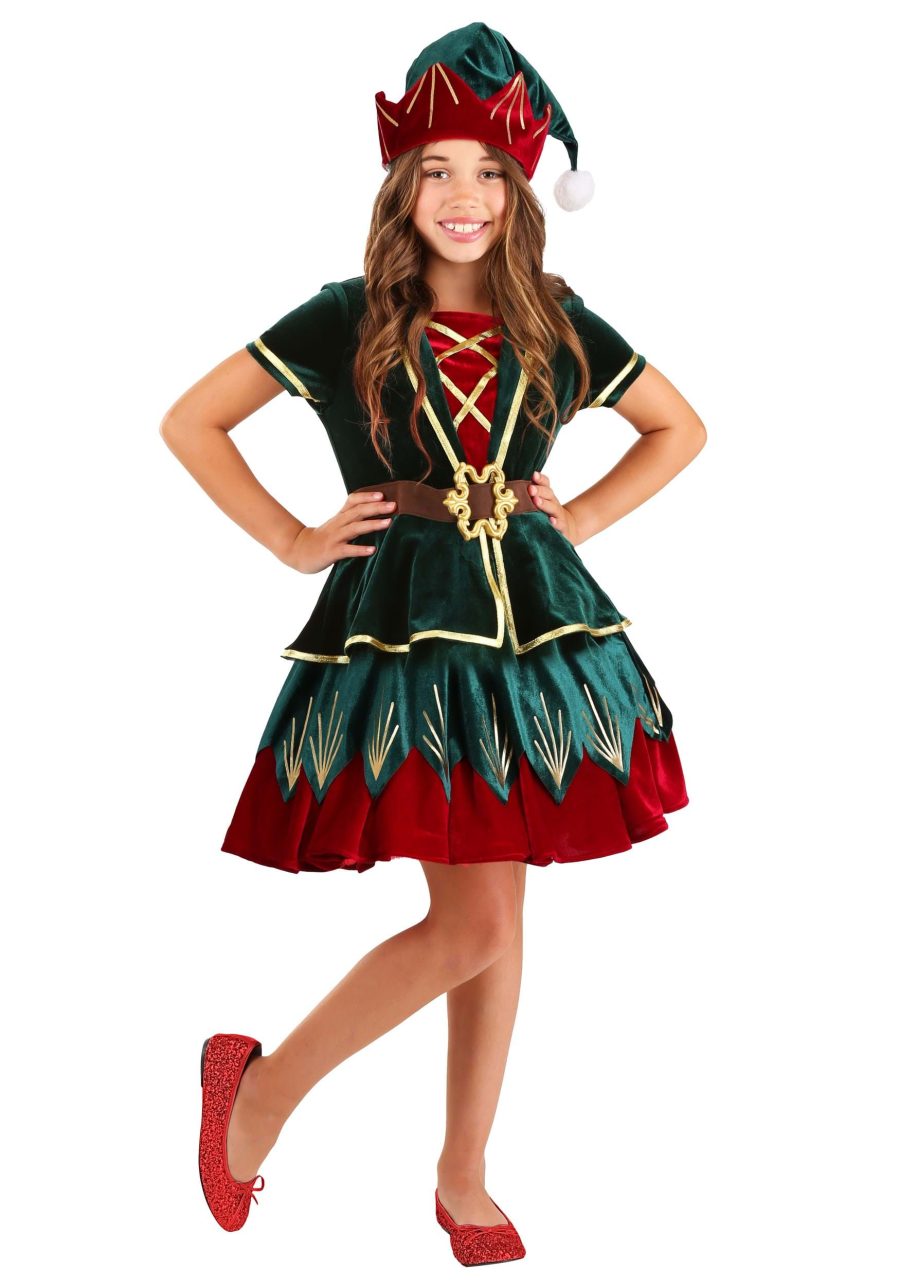 Girl's Deluxe Holiday Elf Costume