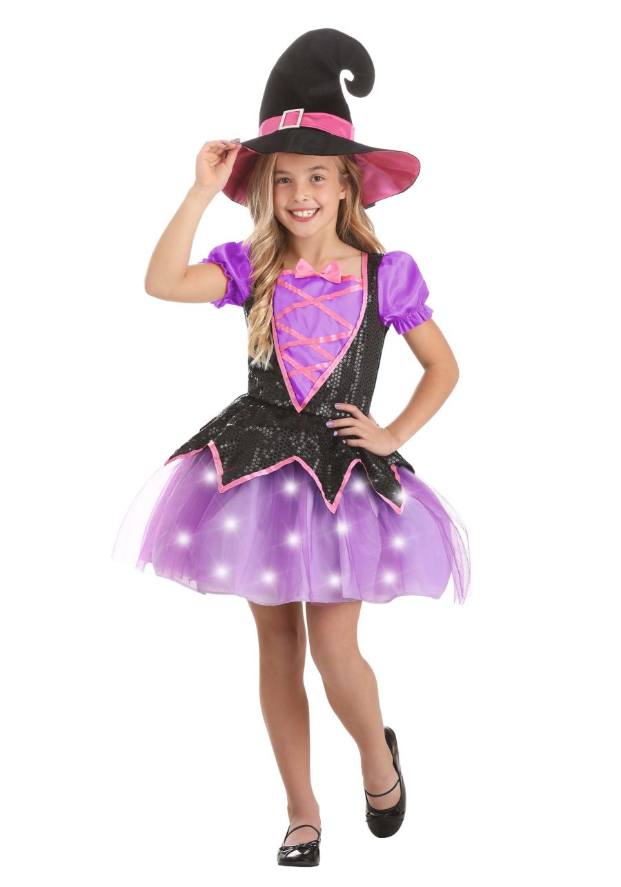 Girl's Pink Light-Up Witch Costume