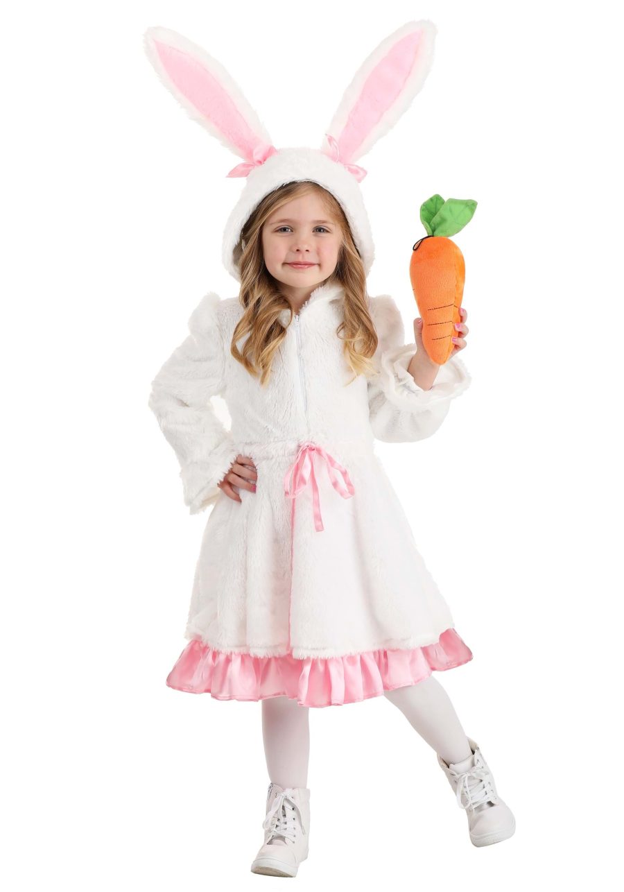 Girl's Toddler Fuzzy White Rabbit Costume