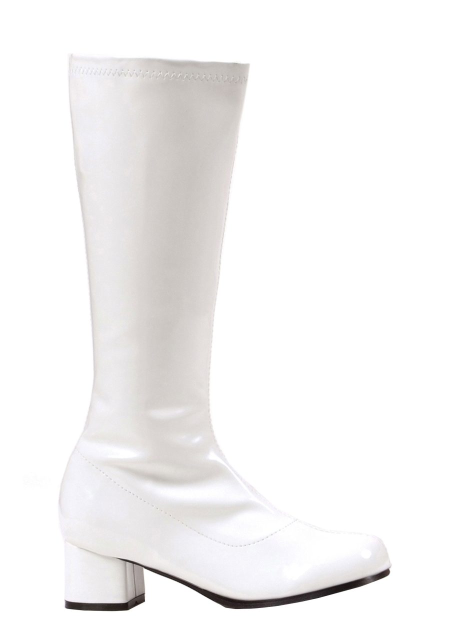 Girl's White Go Go Disco Costume Boots