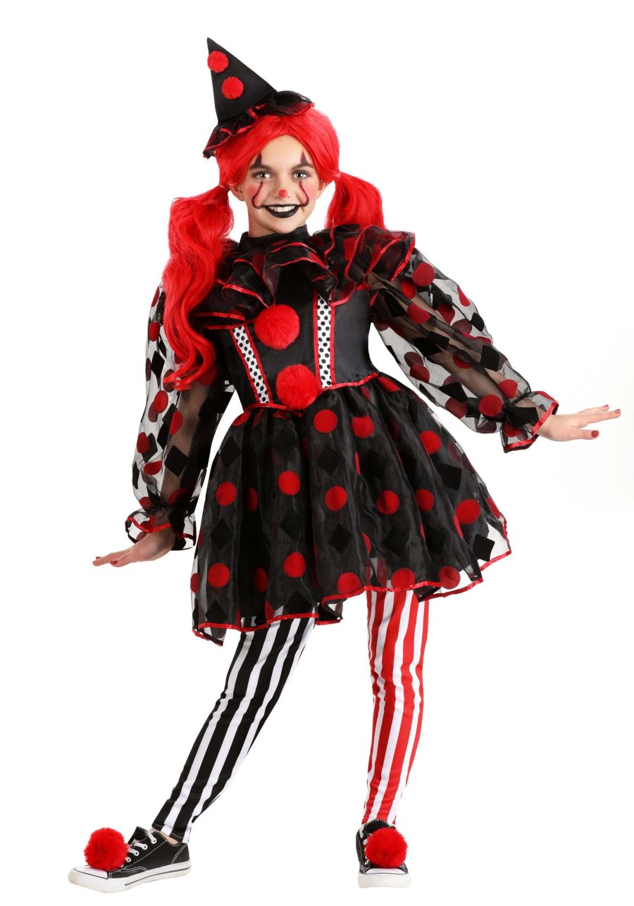 Girl's Wonderland Red Clown Costume