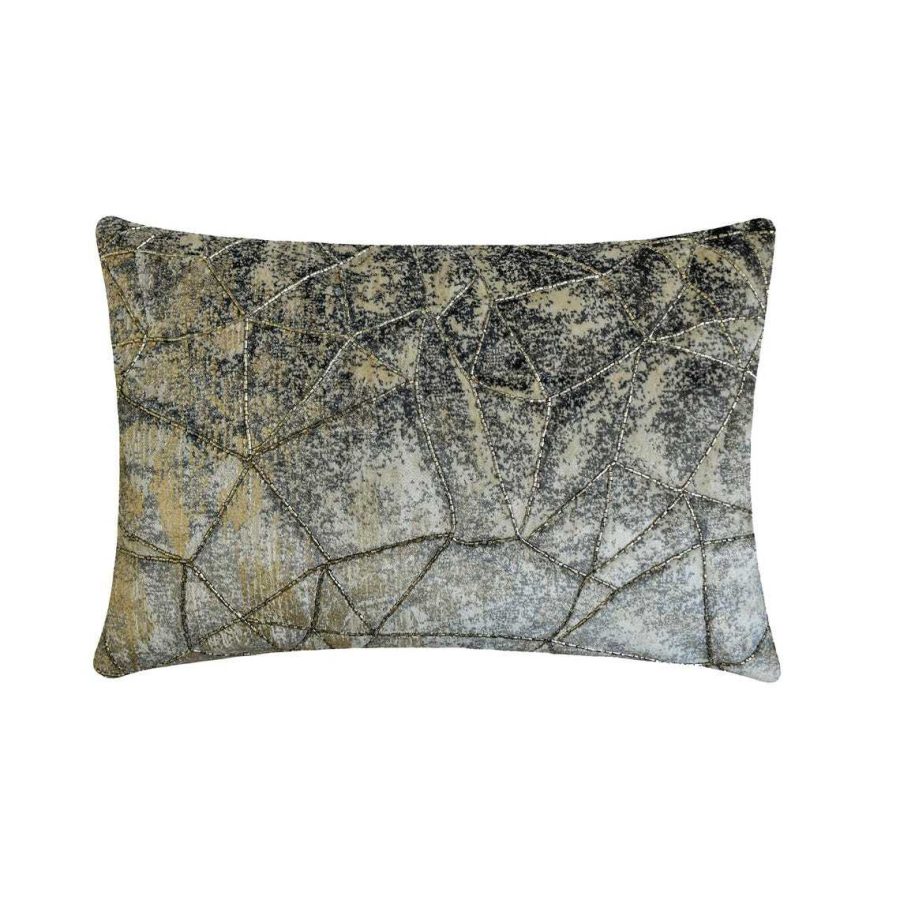 Glimmer Shards - Silver Velvet Lumbar Pillow Cover