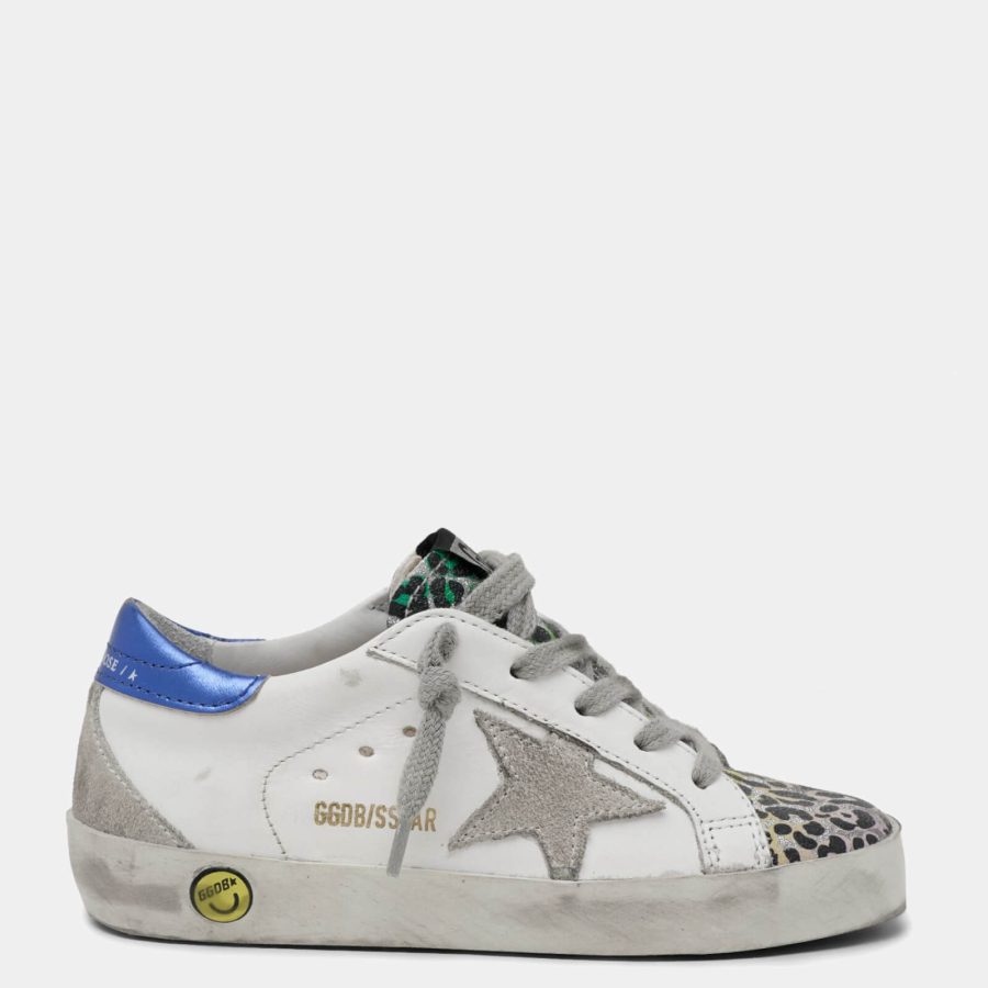 Golden Goose Kids' Superstar Trainers - White/Silver/Multi Leopard - UK 11 Kids