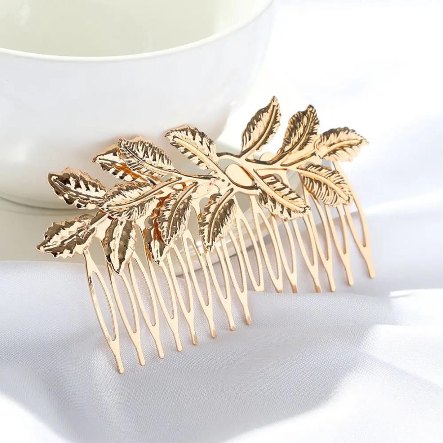 Golden Leaves Bridal Tiara Comb