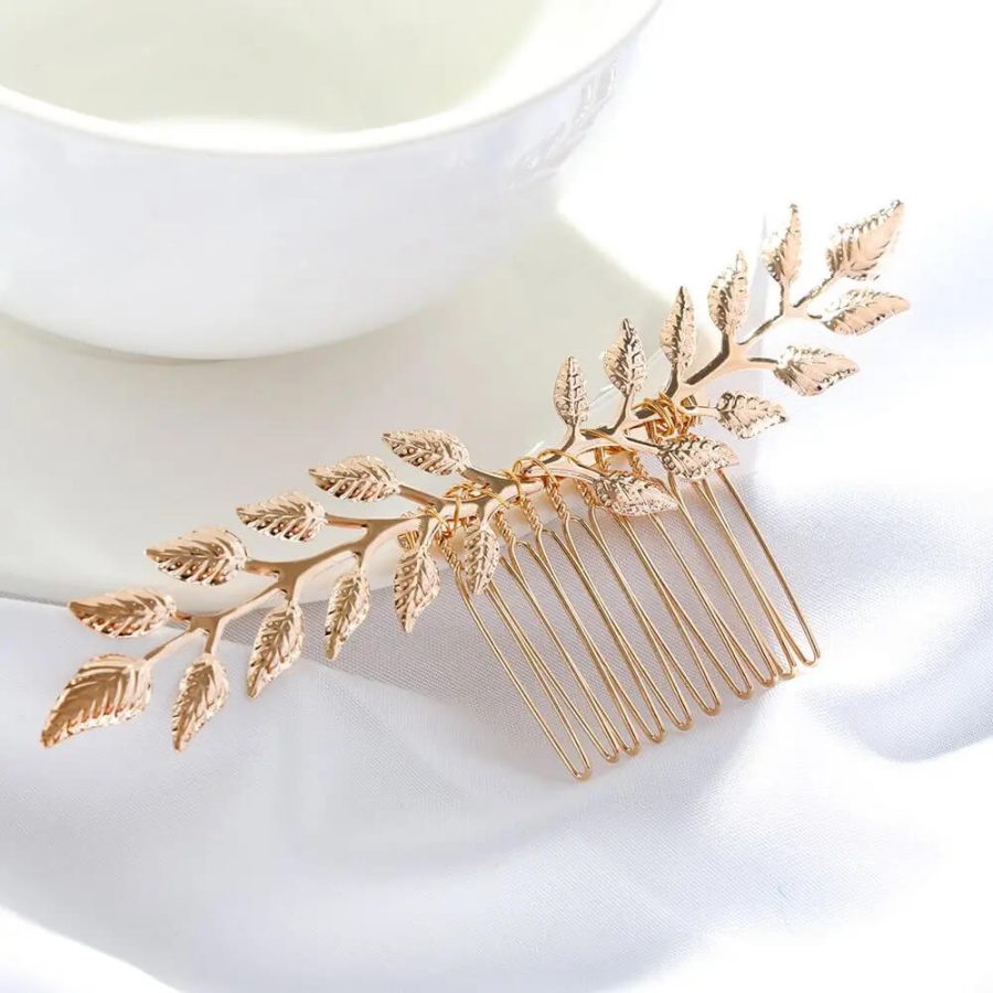 Golden Leaves Bridal Tiara Comb