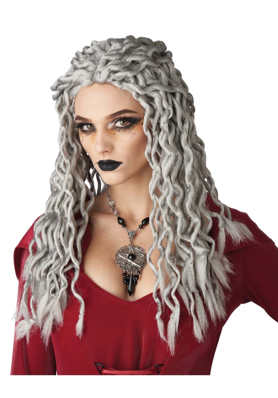 Gray Crinkle Dreads Women's Costume Wig