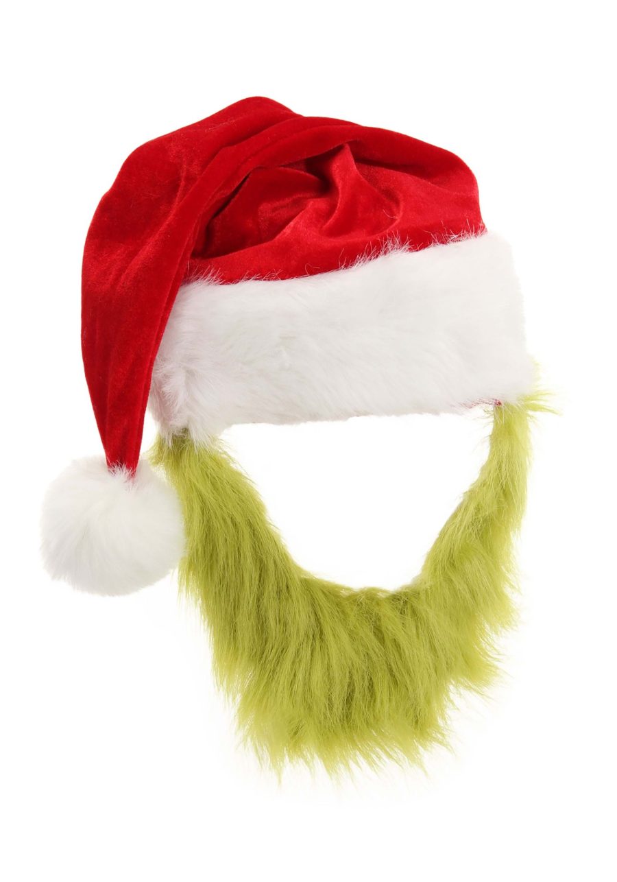 Grinch Costume Hat with Fur Beard