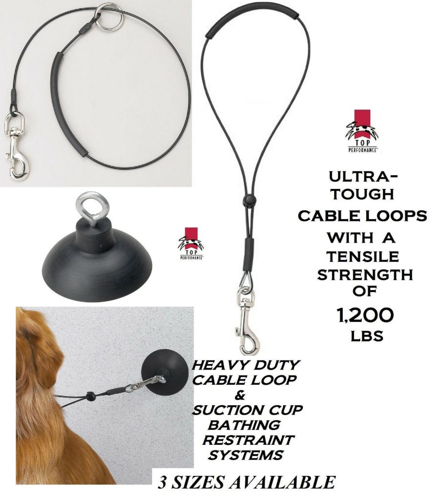 HEAVY DUTY Dog PET Grooming"HOLD EM"RESTRAINT SUCTION CUP,HOOK&LOOP Noose SYSTEM