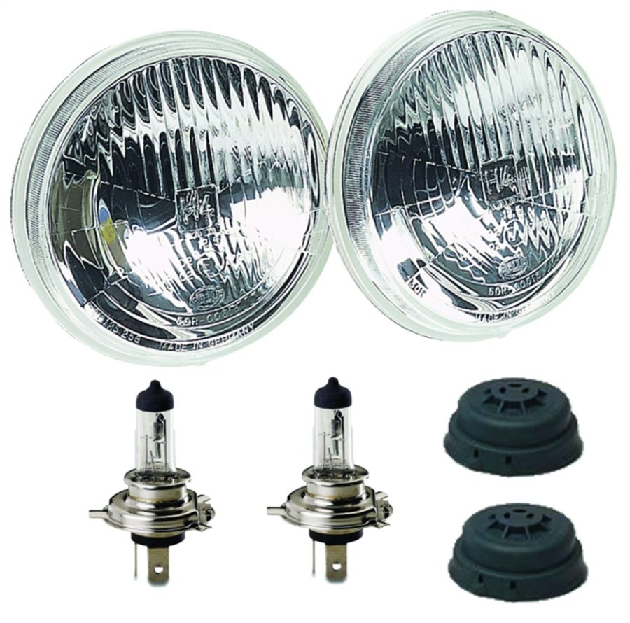 HELLA 002850811 Headlight Conversion Kit; Replaces Sealed Beam Head Light; 5.75 Inch Round; Standard Lens; H4 Bulb; Without Turn Signal; Features Improved Optics Without Increased Glare; Set of 2