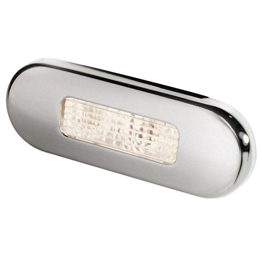 HELLA MARINE 980869401 SURFACE MOUNT OBLONG LED COURTESY LAMP - WARM WHITE LED - STAINLESS STEEL BEZEL