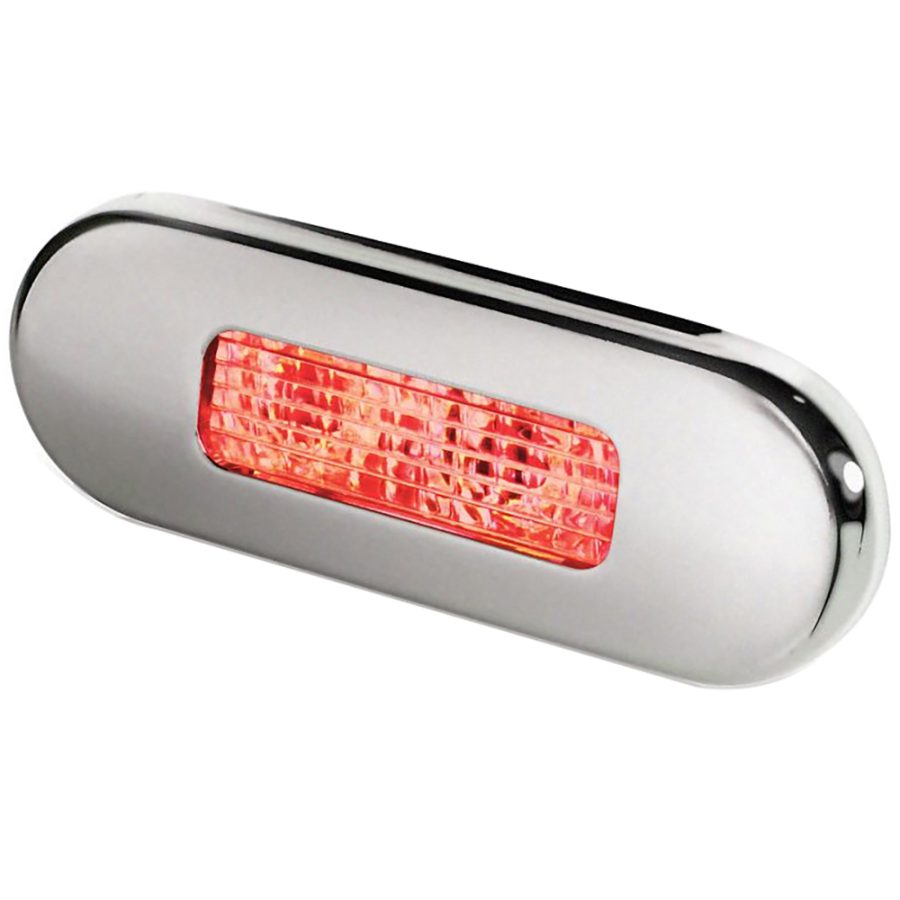 HELLA MARINE 980869501 SURFACE MOUNT OBLONG LED COURTESY LAMP - RED LED - STAINLESS STEEL BEZEL