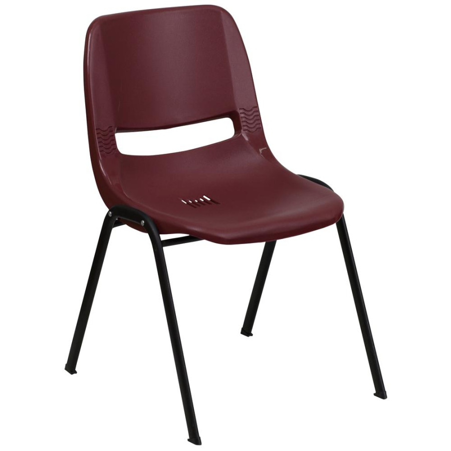 HERCULES Series 880 lb. Capacity Burgundy Ergonomic Shell Stack Chair