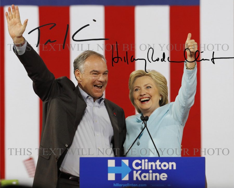 HILLARY CLINTON AND TIM KAINE SIGNED AUTOGRAM 8X10 RP PHOTO PRESIDENT CANDIDATES